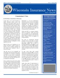 Wisconsin Insurance News, Issue 1, Spring 2014