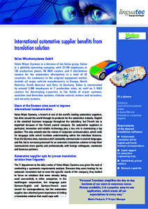 linguatec language technologies International automotive supplier benefits from translation solution Valeo Wischersysteme GmbH