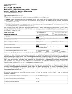 3636, Electronic Funds Transfer (Direct Deposit) Authorization for Vendor Payments