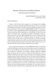 Khotanese Documents in the Pelliot Collection — Saka Documents Text Volume II Hiroshi KUMAMOTO (University of Tokyo)