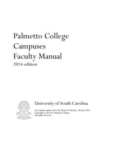 Palmetto College Campuses Faculty Manual 2014 edition  University of South Carolina