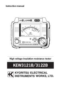 Instruction manual  High voltage insulation resistance tester KEW3121B/3122B