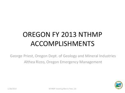 OREGON FY14 NTHMP PROPOSAL