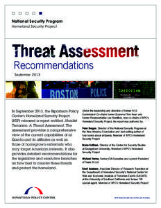 National Security Program Homeland Security Project Recommendations September 2013