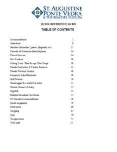 QUICK REFERENCE GUIDE  TABLE OF CONTENTS Accommodations  2
