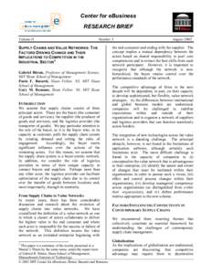Center for eBusiness RESEARCH BRIEF Volume II Number 3