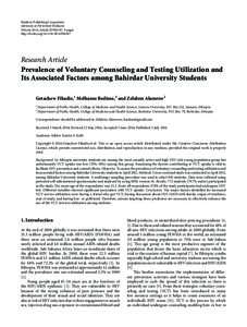 Prevalence of Voluntary Counseling and Testing Utilization and Its Associated Factors among Bahirdar University Students