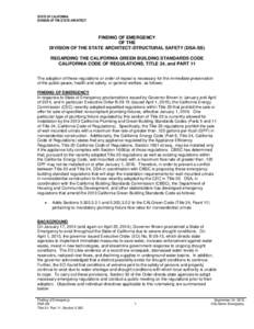 STATE OF CALIFORNIA DIVISION OF THE STATE ARCHITECT FINDING OF EMERGENCY OF THE DIVISION OF THE STATE ARCHITECT-STRUCTURAL SAFETY (DSA-SS)