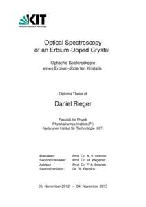 Optical Spectroscopy of an Erbium-Doped Crystal Optische Spektroskopie eines Erbium-dotierten Kristalls  Diploma Thesis of