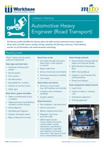 www.workbase.org.nz  Literacy profile: Automotive Heavy Engineer (Road Transport)