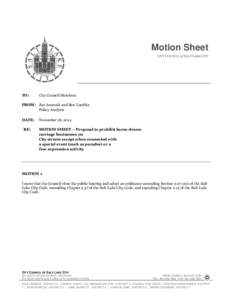 Motion Sheet CITY COUNCIL of SALT LAKE CITY TO:  City Council Members