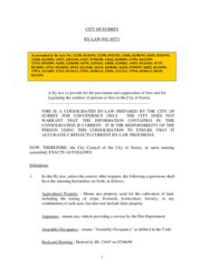 CITY OF SURREY BY-LAW NO[removed]As amended by By-laws No[removed], [removed]; 11298, [removed]; 11666, [removed]; 11693, [removed]; 12268, [removed]; 12927, [removed]; 13447, [removed]; 13642, [removed]; 13701, [removed]; 13715, 05