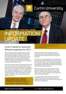 JOHN CURTIN PRIME MINISTERIAL LIBRARY  Information Update September 2011