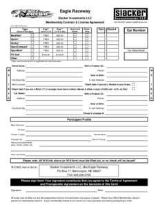 Eagle Raceway Slacker Investments LLC Membership Contract & License Agreement[removed]removed]