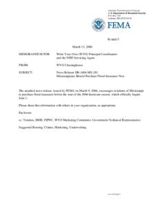 National Flood Insurance Program / United States Department of Homeland Security / Public safety / Flood insurance / Financial economics / Humanitarian aid / Federal Emergency Management Agency / Hurricane Katrina / Insurance / Emergency management / Insurance in the United States / Insurance law