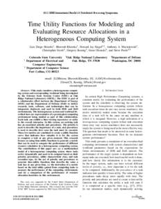 Time Utility Functions for Modeling and Evaluating Resource Allocations in a Heterogeneous Computing System