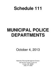 Schedule 111  MUNICIPAL POLICE DEPARTMENTS October 4, 2013