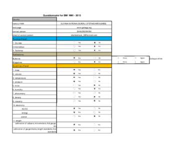 Questionnaire for SIM NMI[removed]Country name of NMI GUYANA NATIONAL BUREAU OF STANDARDS (GNBS)