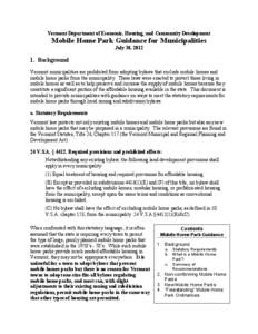 Mobile Home Park Guidance Document