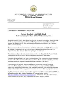 Tax preparation / Money back guarantee / Income tax in the United States / Business / H&R Block / Taxation in the United States / Mark E. Recktenwald