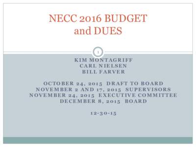 NECC 2016 BUDGET and DUES 1 KIM MONTAGRIFF CARL NIELSEN