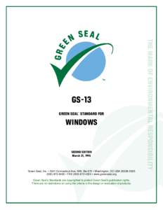 GS-13 GREEN SEAL™ STANDARD FOR WINDOWS  SECOND EDITION