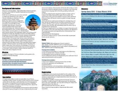 Chinese Bridge Beijing / Shandong Chinese Language & Culture Camps Background Information Welcome to Chinese Bridge – Beijing/Shandong Chinese Language