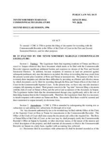 PUBLIC LAW NO[removed]TENTH NORTHERN MARIANAS COMMONWEALTH LEGISLATURE SENATE BILL NO[removed]