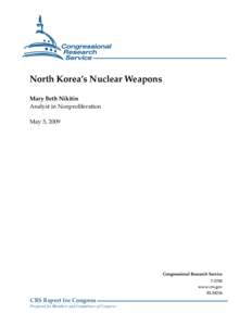 Energy / Military of North Korea / Foreign relations of North Korea / Actinides / Yongbyon Nuclear Scientific Research Center / Agreed Framework / North Korea and weapons of mass destruction / Nuclear proliferation / Weapons-grade / Nuclear technology / Nuclear physics / Nuclear program of North Korea