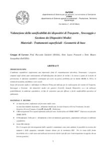 DeFENS dipartimento di Scienze per gli alim ent i, la nut rizione e l am bient e D iSAA dipartimento di Scienze agrarie e ambientali Produzione, Territorio, Agroenergia Via Celoria, Milano