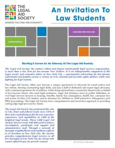 An Invitation To Law Students GOING BEYOND THE CASE JUSTICE FOR ALL