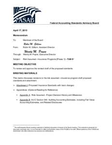 Federal Accounting Standards Advisory Board April 17, 2015 Memorandum To:  Members of the Board