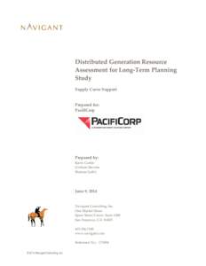 Distributed Generation Resource Assessment for Long-Term Planning Study Supply Curve Support Prepared for: PacifiCorp