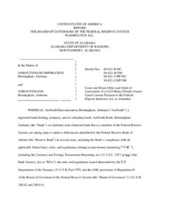 Regions Financial Corporation / Bank Secrecy Act / Money laundering / Suspicious activity report / Internal control / AmSouth Bancorporation / Economics / USA PATRIOT Act /  Title III /  Subtitle B / Anti-money laundering software / Financial regulation / Finance / Business