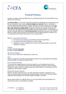 Microsoft Word - Consumer Brochure Funeral Finance - final inrerest waiver (3).doc