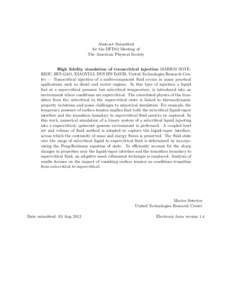 Abstract Submitted for the DFD12 Meeting of The American Physical Society High fidelity simulation of transcritical injection MARIOS SOTERIOU, HUI GAO, XIAOYI LI, DUSTIN DAVIS, United Technologies Research Center — Tra