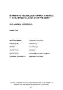 Microsoft Word - Submission to Infrastructure Australia regarding Review of Regional Water Quality and Security _2_.docx