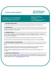Changes to the Combined Nomenclature (CN) 2014