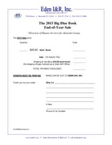 “linking people and resources” 570 B Street  Hayward, CA 94541    FAXThe 2015 Big Blue Book End-of-Year Sale “Directory of Human Services for Alameda County