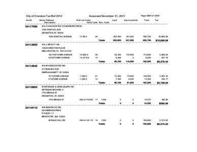 City of Cranston Tax Roll 2012 Acct# [removed]Name/ Address