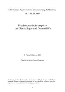 15. Curriculums Psychosomatische Grundversorgung, Bad Nauheim,  08. – [removed]