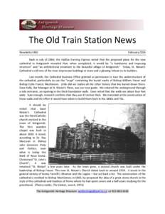 The Old Train Station News Newsletter #60 February[removed]Back in July of 1866, the Halifax Evening Express noted that the proposed plans for the new