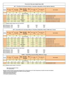 Price List for Villa Juras Complex Season 2002 APT 1 - First Floor (4+2+2 persons) (2 Rooms, Living Room, Dining Room, Kitchen, Bathroom, Balcony) No. Of TueFriPersons