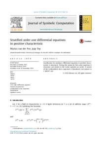 Stratified order one differential equations in positive characteristic