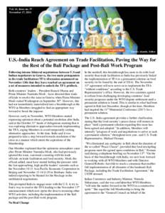 Vol. 14, Issue no. 37 November 17, 2014 Charles Akande, Editor  U.S.-India Reach Agreement on Trade Facilitation, Paving the Way for