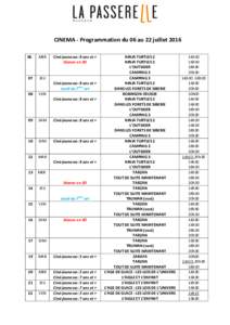 CINEMA - Programmation du 06 au 22 juilletMER  07