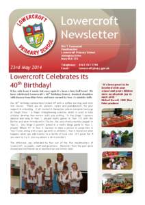 Lowercroft Newsletter Mrs T Townsend Headteacher Lowercroft Primary School Ashington Drive