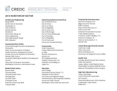 Columbia River Economic Development Council 805 Broadway, Suite 412 Vancouver, WA[removed]5006 credc.org