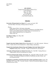 Amy Sinden Page 1 AMY SINDEN Temple University Beasley School of Law 1719 N. Broad St. Phila., PA 19122