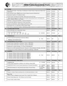 HFES Publications Order Form Qty Qty  BOOKS